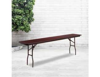 8-Foot Mahogany Melamine Laminate Folding Training/Seminar Table - Event Table