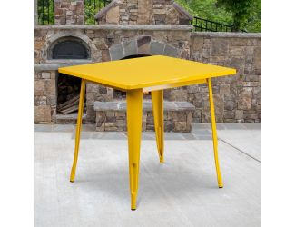 31.5" Square Yellow Metal Indoor-Outdoor Table - Hospitality Furniture
