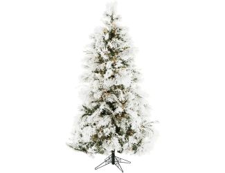 6.5-Ft. Frosted Fir Snowy Artificial Christmas Tree with Clear LED String Lighting