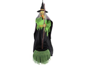 6-Ft. Tall Motion-Activated Cauldron Witch by SVI, Premium Talking Halloween Animatronic, Plug-In