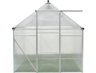 6-Ft. x 6-Ft. Polycarbonate Walk-In Greenhouse w/Aluminum Frame, Galvanized Steel Base, Siding Door