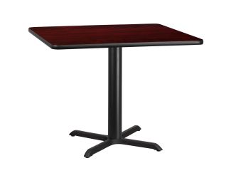 42" Square Mahogany Laminate Table Top with 33" x 33" Table Height Base