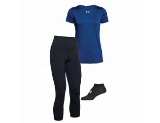 Womens Royal Tee Capri Set-Black/Royal-LG