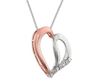 14K Rose Gold-Plated Sterling Silver .02 CTW Diamond Heart 18" Necklace