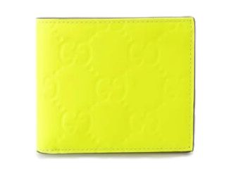 Gucci GG Leather Neon Yellow Rubber Effect Bifold Wallet