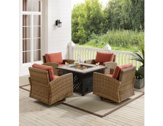 Bradenton 5Pc Swivel Rocker Conversation Set W/Fire Table