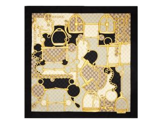 Gucci Printed Silk Twill Carre House Heritage Motif Scarf