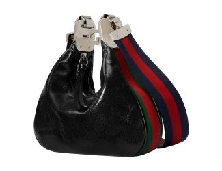 Gucci Attache Web Stripe Small Shoulder Bag Black Leather