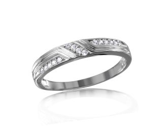 PARIKHS Rhodium Plated CZ Design Ring for Men with Matching Ring for Women in 925 Sterling Silver-11