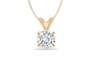 Bright White Round Lab Grown Diamond Pendant in 14K Yellow Gold 0.30ct, Color-FG, Clarity-VVS