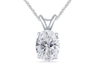 Bright White Pristine Oval Lab Grown Diamond Pendant with chain in 14K Rose Gold 1.00ct, GH,VS