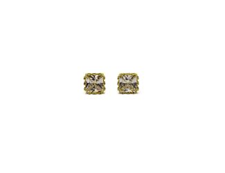 Royal Cushion Solitaire Stud Earrings in Gold Tone