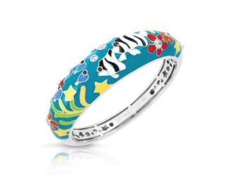 Belle Etoile Round Red & White Cubic Zirconia studded Angelfish Bangle - 925 SS-Medium size