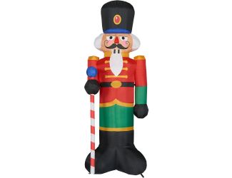 10-Ft. Tall Traditional Nutcracker, Outdoor Blow-Up Christmas Inflatable with Lights and Storage Bag