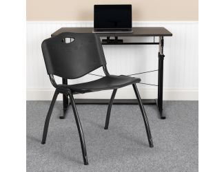 880 lb. Capacity Black Industrial Plastic Stack Chair with Carrying Handle