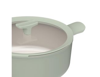 Leo Balance NS Ceramic Stockpot 11", 6.5qt. With Glass Lid, Recycled Aluminum, Sage