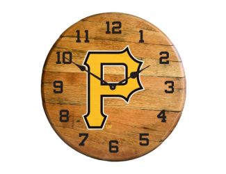 Pittsburgh Pirates Oak Barrel Clock