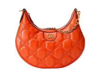 Gucci GG Quilted Matelassé Leather Small Shoulder Handbag In Orange