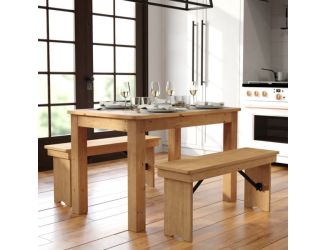 46" x 30" Rectangular Light Natural Solid Pine Farm Dining Table