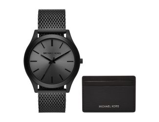 Men's Runway Black Ion-Plated SS Milanese Watch w/ Card Case Black Dial