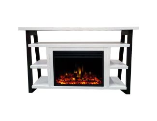 53-In. Sawyer Industrial Electric Fireplace Mantel with Enhanced Log Display and Color Changing Flam