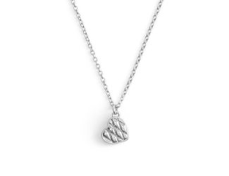 Quilted Heart Pendant - Rhodium