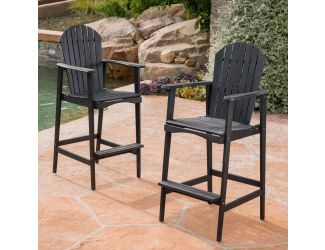 Malibu Outdoor Wood Adirondack Barstools Set (2)