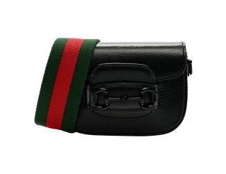 Gucci Azalea Calfskin Web Monochrome Horsebit 1955 Mini Handbag Black
