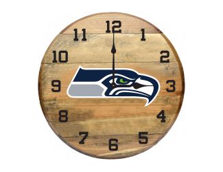 Seattle Seahawks Oak Barrel Clock