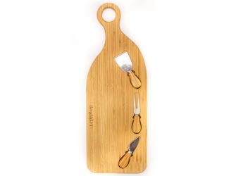 Bamboo 4pc Paddle Cheese Board Set, with 3 Tools, 22x7.9x1"