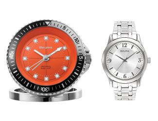 Mens Corporate Collection Silver Watch w/ Diver Alarm Clock