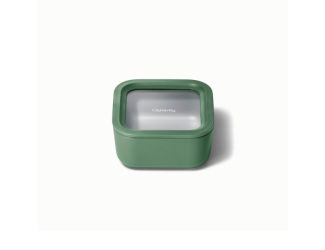 4.4 Cup Glass Food Container Square Shape w/ Lid Sage