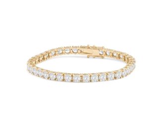 Bright White Privilege Round Lab Grown Diamond Tennis Bracelet in 14K Yellow Gold 14.00ct,EF,VS1 VS2