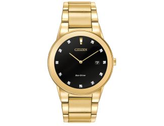 Men's Axiom Diamond Eco Drive Watch - Gold Tone SS