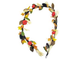9-ft Fall Harvest Garland Decor with Corn Husks, Pumpkins and Pine Cones