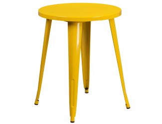 24" Round Yellow Metal Indoor-Outdoor Table - Restaurant Furniture - Caf Table