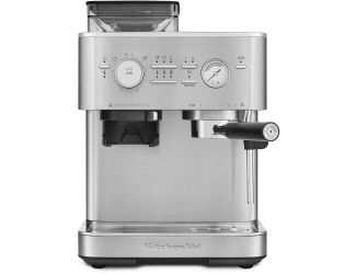Semi Automatic Espresso Machine with Burr Grinder in Brushed Stainless Steel