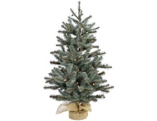 4-Ft. Heritage Pine Artificial Tree with Burlap Base and LED String Lights