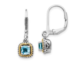 Sterling Silver w/14k Blue Topaz Earrings