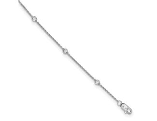 14K White Gold True Origin Lab Grown Diamond Cable Station Bracelet