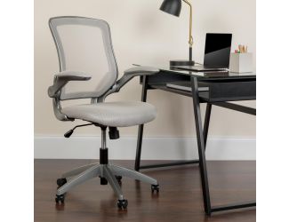 Mid-Back Gray Mesh Swivel Ergonomic Task Chair with Gray Frame and Flip-Up Arms
