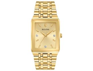 Men's Quadra Tank Style Watch SS with Champagne Dial