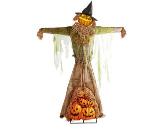 7.5-Ft. Tall Motion Activated Hayride Hellion by SVI, Battery-Operated Halloween Scarecrow Prop with