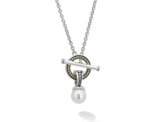 Pearl Toggle Pendant Necklace Size 18"