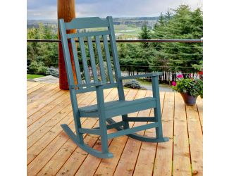 Outdoor Patio All-Weather Poly Resin Wood Rocking Chair in Teal
