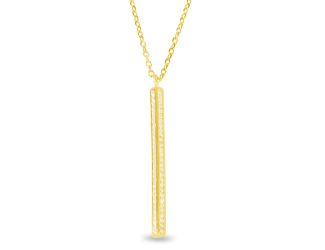PARIKHS Gold Plated Vertical Bar CZ Pendant Necklace in 925 Sterling Silver