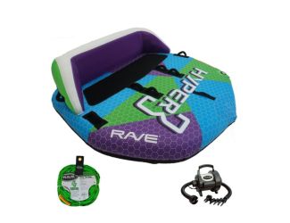 RAVE Sports - Hyper 3 Towable,  1-Section 4-Rider Tow Rope, & High Speed Inflator/Deflator