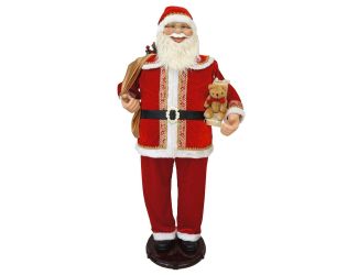 58-In. Dancing Santa with Toy Sack, Teddy Bear, and Wrapped Gifts, Life-Size Motion-Activated Christ