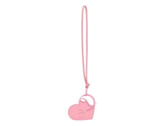 Christian Louboutin Leather Heart Calipso Pink Bag Charm Keychain