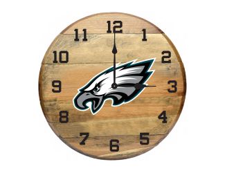 Philadelphia Eagles Oak Barrel Clock